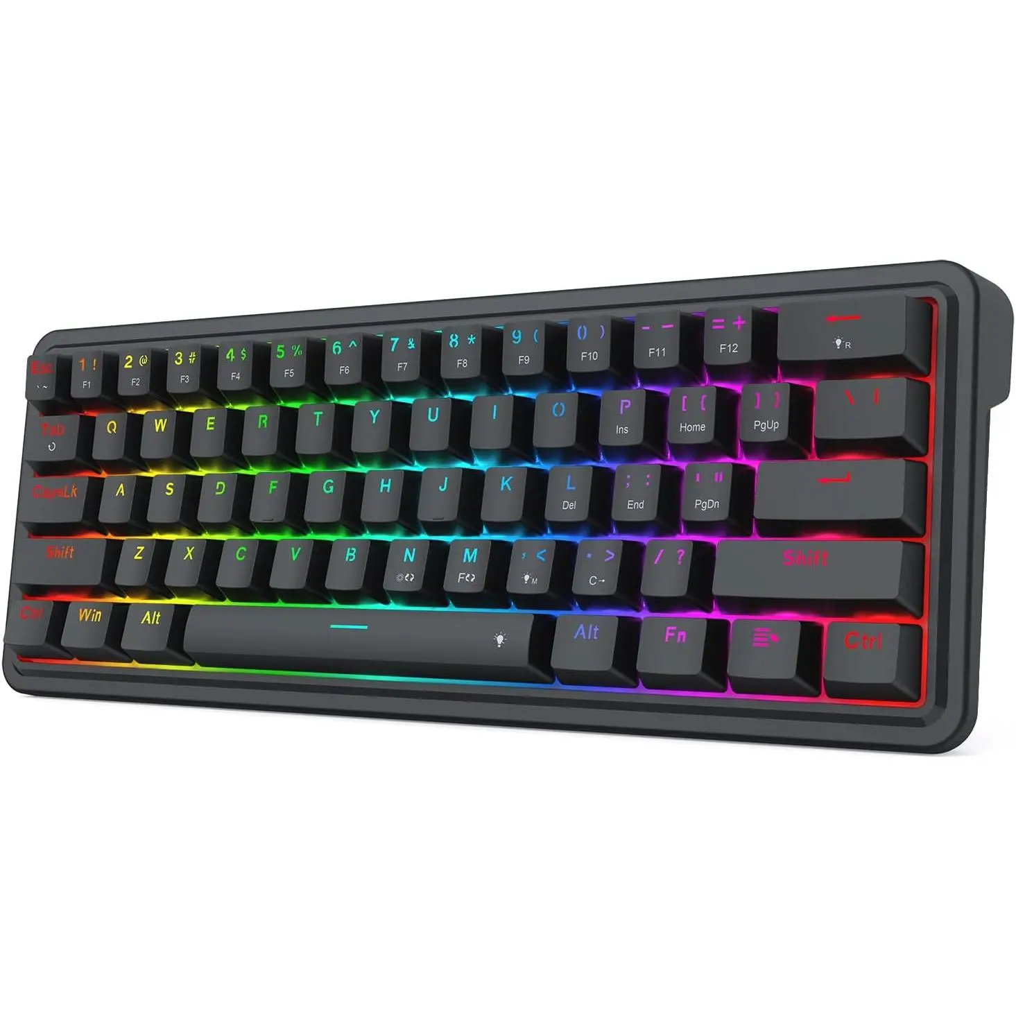 Redragon K722 60% Wired Gasket RGB Gaming Keyboard, 61 Keys Hot-Swap Compact Mechanical Keyboard w/Free-Mod Socket, 3-Layer Noise Dampening, Quiet Custom Linear Switch