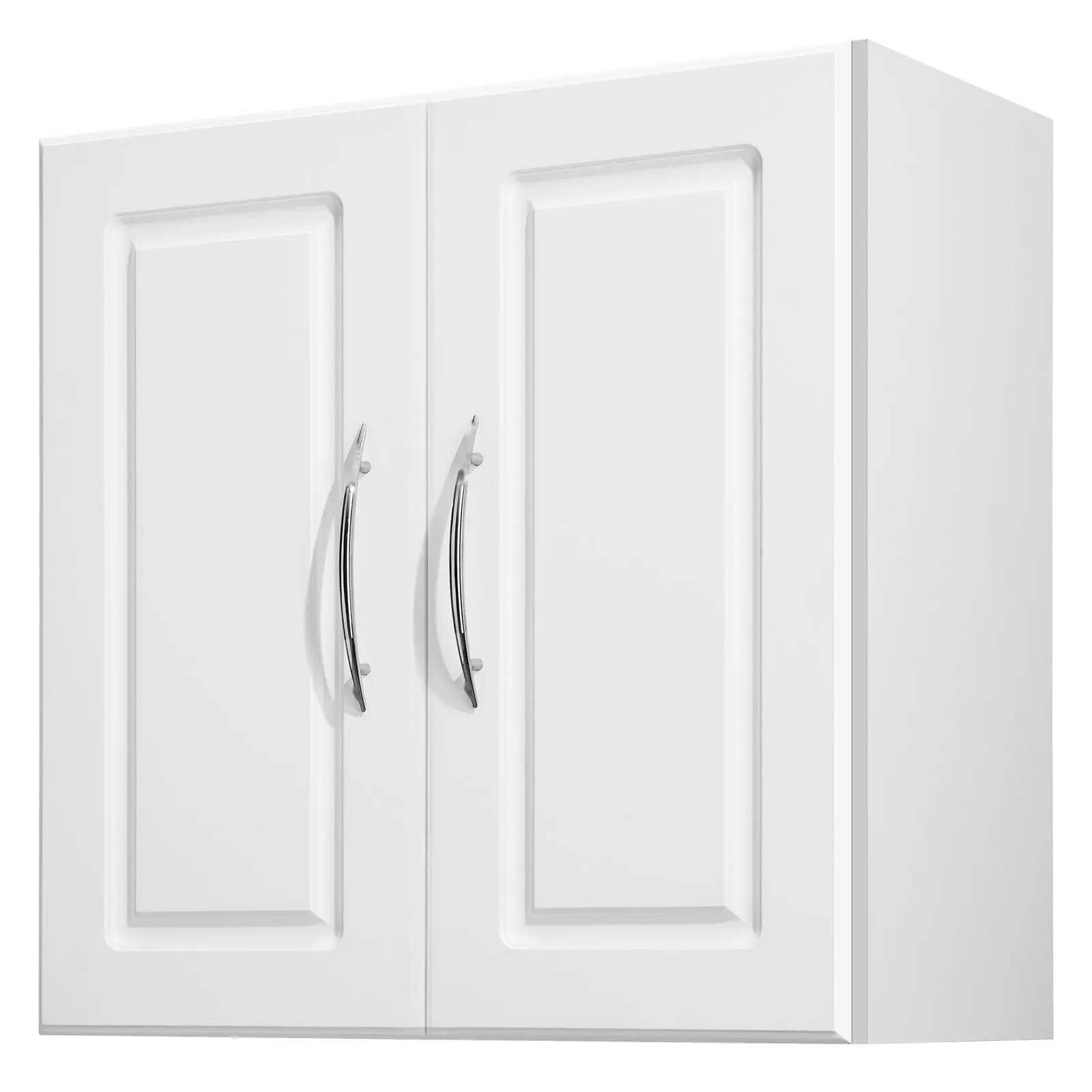 Laundry Room Wall Cabinet, 2-Tier Wall Mounted Hanging Cabinet with Adjustable Shelf, Double Doors, Space-Saving Kitchen Bath Laundry Storage Organizer, White Finish, Dimensions 11.8 x 23.6 x 23.6 In, Easy Mount