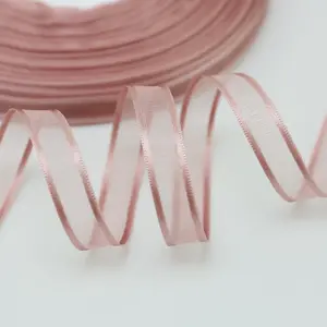 Handmade Ribbon Roll, 50m Long, 1cm Wide, Organza Semi-Transparent Design, Ideal for Gifts, Weddings, Crafts, DIY Projects Decoration