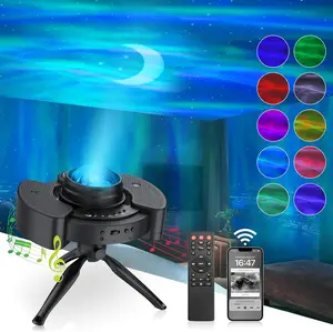 UFO Galaxy Projector, 4-in-1 Aurora Night Light with Bluetooth Speaker & Music Sync, RGBW Laser Starry projector & LED Moon Lamp, 360° Adjustable Ceiling Decor, Sound Activated Party ambiance Light, Gifts for Kids Teens Adults Bedroom