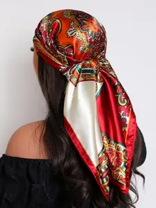 Colorful Printed Square Scarf for Women, Stylish Multifunctional Accessory for Fashion and Outdoor Activities, Lightweight and Comfortable for All Seasons, Floral Print Scarf