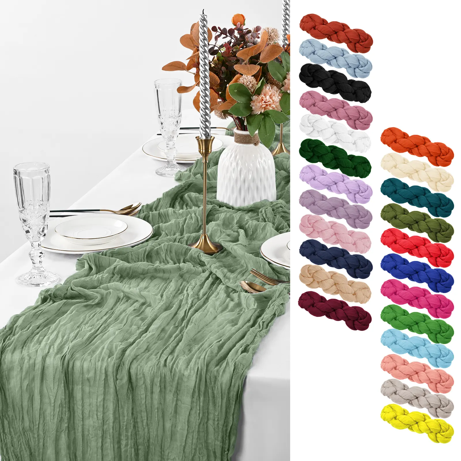 21.5×120inch Cheesecloth Table Runner（8/16/24Pc）,For Wedding,Bridal Shower,Party,Baby Shower, Halloween Decor Anniversary Party, Banquet Decoration,#Back-to-school #Halloween