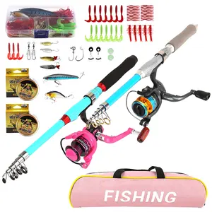 Blue Glass Fiber Fishing Rod Set, 2-Piece Portable Reel Combo, Full Accessories Kit (lures/line/fishing Bag), Ideal for Beginners & Women, Fishing Tackle