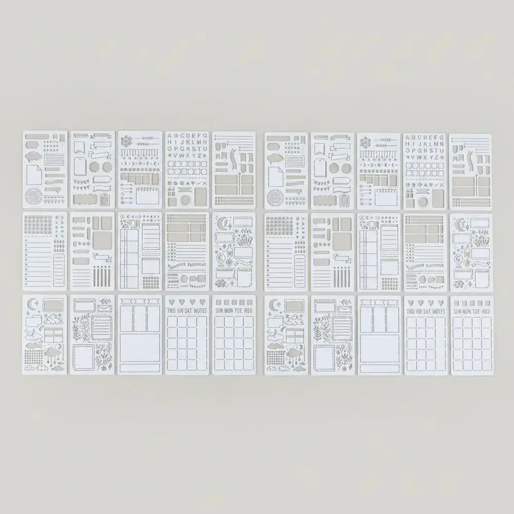 Reusable Plastic Templates Bundle, White 30pcs Total for Journals, Planners, Scrapbooks with Lists, Flowcharts, Creative Designs for DIY Projects Scrapbooking Supplies Scrapbooking Tool, Scrapbook Accessories, Scrapbooking Ephemera