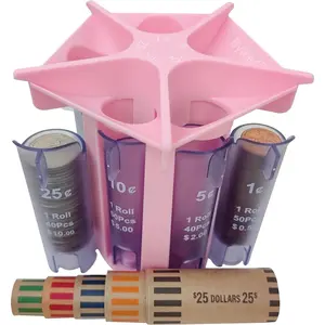 Coin roller, coin counter tube, coin sorter with coin wrappers; change sorter and change counting machine; coin organizer and holder; sort your pocket change and coin purse pouch quickly and accurately.