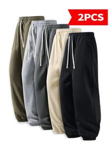 2 Pack / 1 Pack Solid Color Joggers for Men - Ankle-Length Fashionable Versatile Sports Pants for All Seasons - Comfortable Workout Running Sweatpants - China Made