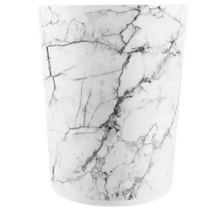 Bathroom Trash Can 5 Gallon Marble Plastic Garbage Bucket Bin No Lid White Lightweight Smooth Wipe Durable Polypropylene Modern Home Décor