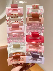 5/10pcs Multi-Color Square Hair Clips, Hair Clip Set, Super Cute Clips, Cute Gift For Girls, Suitable For Casual Daily Wear, All Seasons
