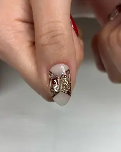 BTS Concert Press-On Nails, Kpop Army Reusable Red Gold 3D Chrome Korean Style Nail Art, Kpop Fan Gift