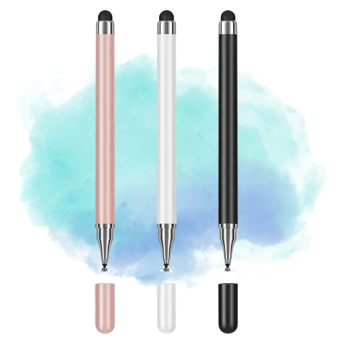 2-in-1 Universal Stylus Pen with Dual-Tip, No Charging & No Delay, Replaceable Disc Tip & Rubber Tips, Compatible with iPad/iPhone/Tablets/Samsung/All Touch Screen Devices