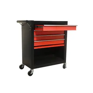 Four drawer rolling toolbox, tool cart with 4 wheels and drawers, large capacity detachable mobile tool storage cabinet for workshops, garages, maintenance rooms, and mechanics