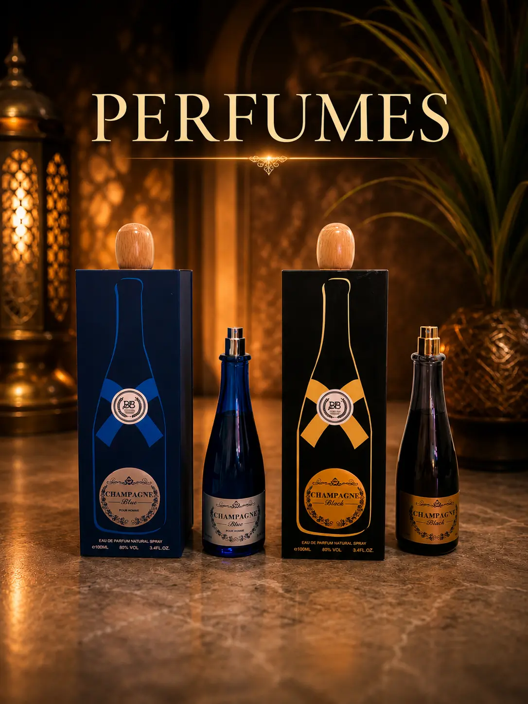 Bharara Beauty | Champagne Blue + Black | 100ML - 3.4Oz | Eau De Parfum | Orange- Apple, and Bergamot