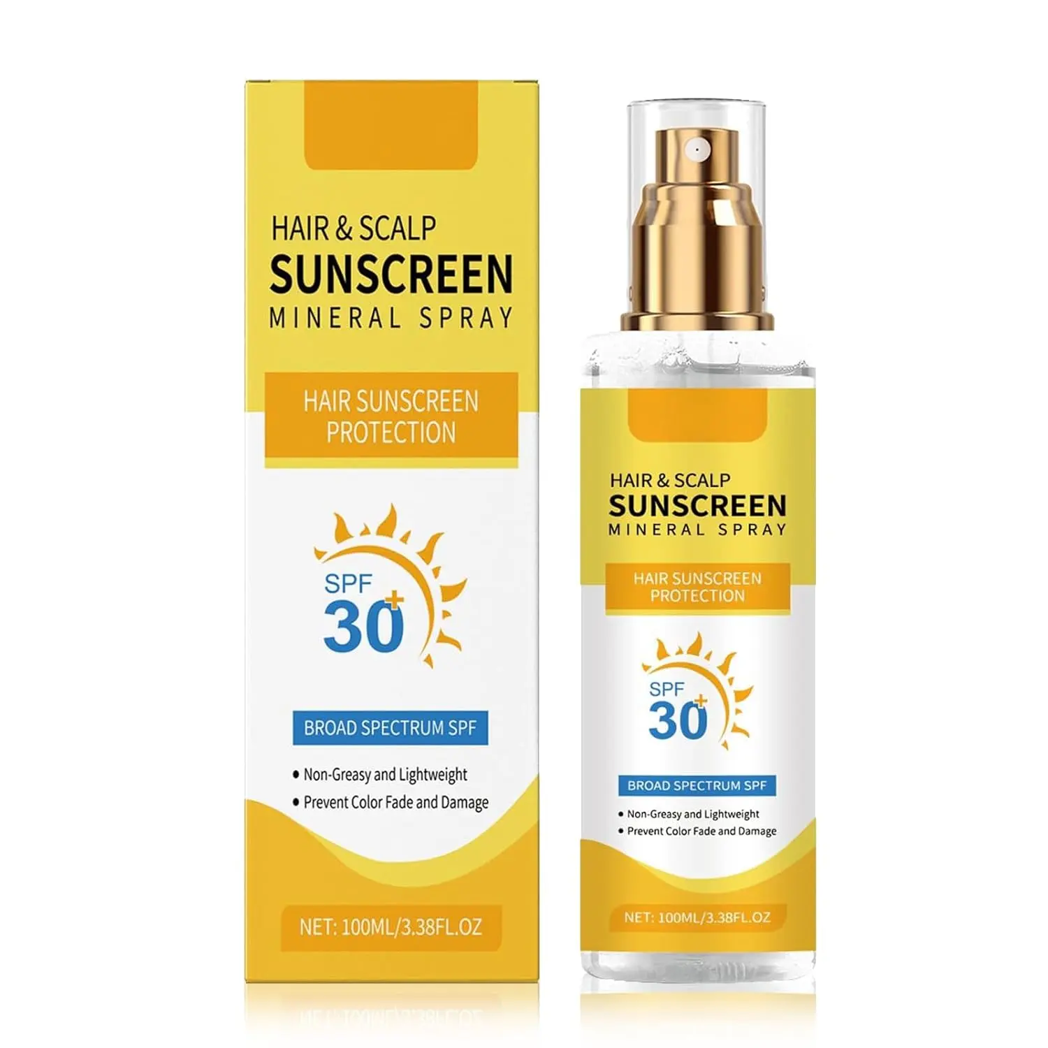 Hair & Scalp Sunscreen Spray SPF30, Color-Safe UV Protection for Dyed & Highlighted Hair, Weightless Non-Greasy Anti-Aging Hair UV Shield, Travel Size Hair Sunscreen, Must-Have for Beach, Pool & Vacation