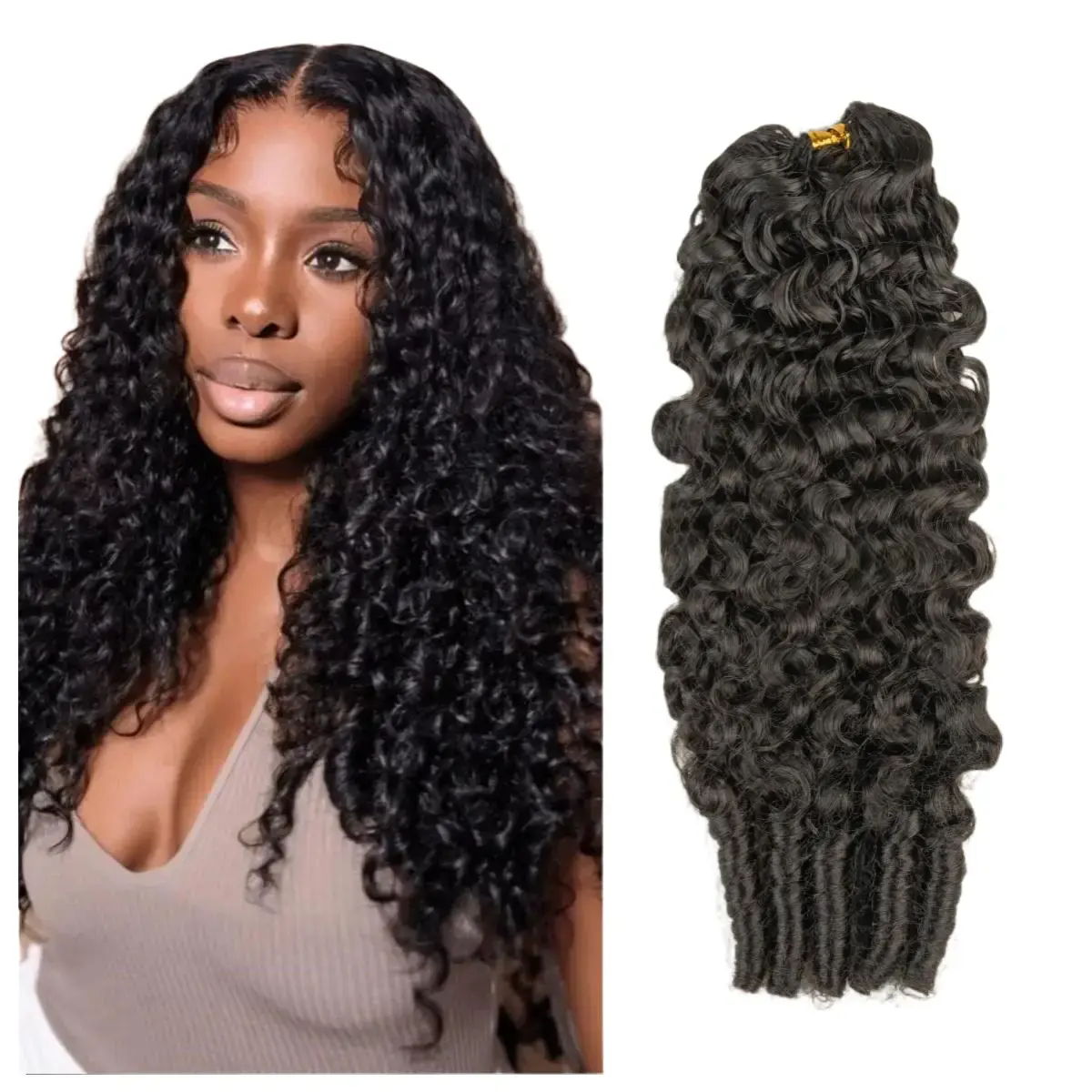 Lockbraids Crochet Human Hair Burmese Curly for Miracle Knots & Mini Twists Feather Crochet Human Hair for Boho Braids Knotless Pre-separated,50strands/56-60g for each Bundle,Full Head 4 to 5 Bundles Recommented #Tiktokshop #Miracleknots #Protectivestyles