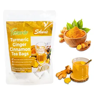 Turmeric Spiced Herbal Tea Bags Value Pack - Ginger & Cinnamon Infused, 100% Natural Powdered Beverage, Additive-Free, Vegan, Keto, Caffeine-Dairy-Sugar-Gluten-Free Herbal Remedy for Christmas, Thanksgiving