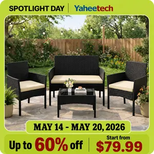 Yaheetech 4-Piece/3-Piece Patio Furniture Set Hand-Woven PE Rattan Conversation Set with Soft Cushions & Tempered Glass Table for Backyard Garden Poolside summervibes