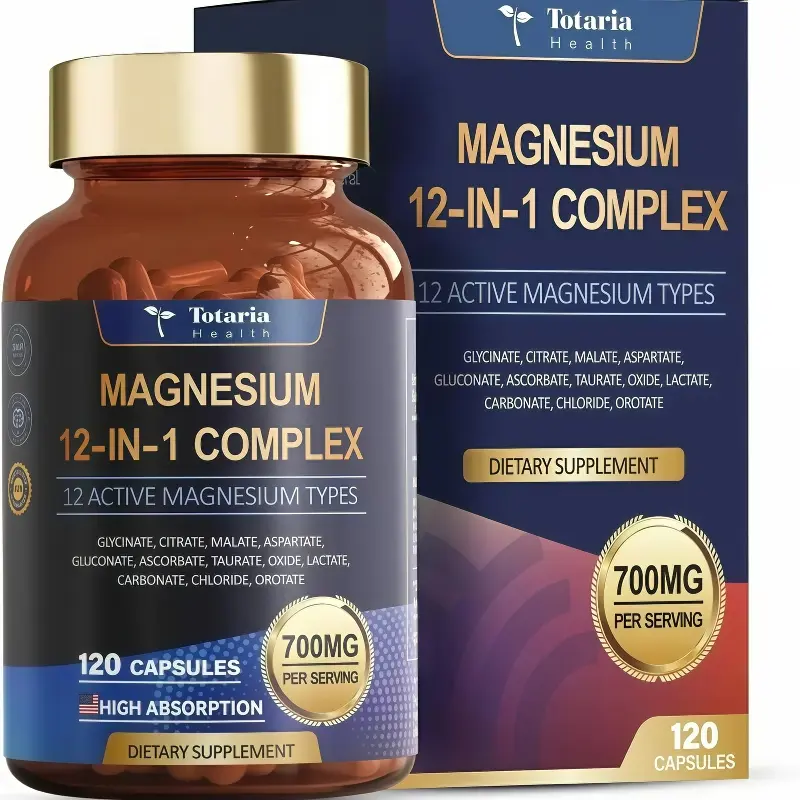 12-in-1 Magnesium Complex 700mg | Glycinate, Citrate, Malate, Oxide, Taurate, Aspartate|Orotate | Vegan Capsules | Supports Muscle Function, Heart Health & Relaxation | Dietary Supplement | Not Intended to Diagnose, Treat, Cure, or Prevent Any Disease