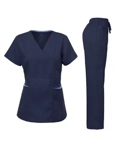 DAGACCI Natural Stretch Women's Contrast Pocket Scrub Sets [NS2151]