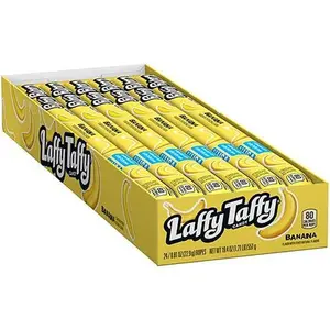 Laffy Taffy Rope - Case of 24 Banana Flavor Snack Candy 0.81 oz Each Bonbon Treat