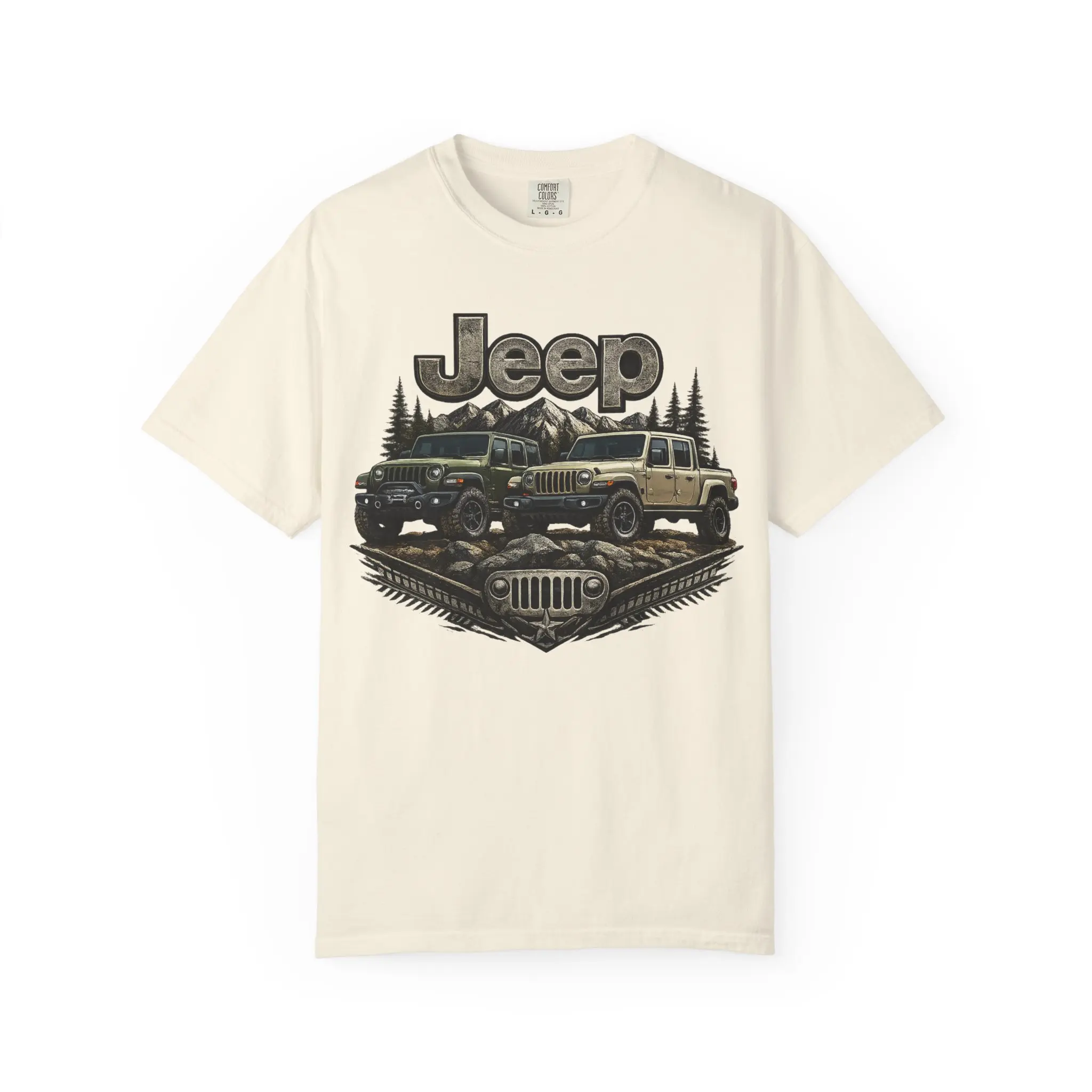 Jeep Off-Road Graphic T-Shirt | Vintage 4x4 Mountain Forest Design