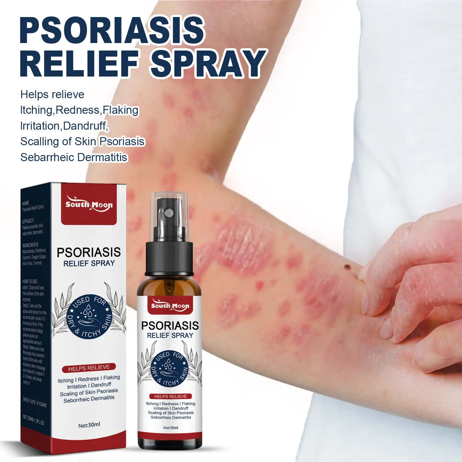 All-Natural Soothing Cream spray for Psoriasis – Herbal HELPS RELIEVE Itching l Redness l Flakinglrritation , Sensitive Skin with Anti-Bacterial Defense & Moisturizing Properties