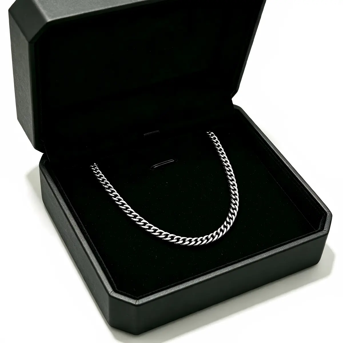 Durable Silver Plated Cuban Neck Chain for Men, Titanium Steel & Zinc Alloy Polished Curb Link Necklace Hip Hop Present for Him