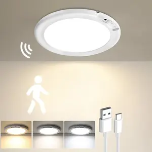 Rechargeable LED Ceiling Light with Motion Sensor, Adjustable 3-Color Lighting (3000K/4000K/6000K), Safe 5V Energy-Saving Ceiling Lamp for Kitchen, Bedroom, Hallway & Stairs, Magnetic Mount