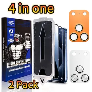 【4 in one】 Privacy Screen Protector for iPhone 17 16 15 14 13 Pro Max, Anti-Spy  Tempered Glass  HD Easy Installation Frame Crystal Clear. match a i phone resistant fingerprint