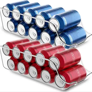 Utopia Kitchen Clear Plastic Soda Can Organizer, Pantry & Refrigerator Storage Solution, Durable Design, Pack of 2 for Efficient Kitchen Organization