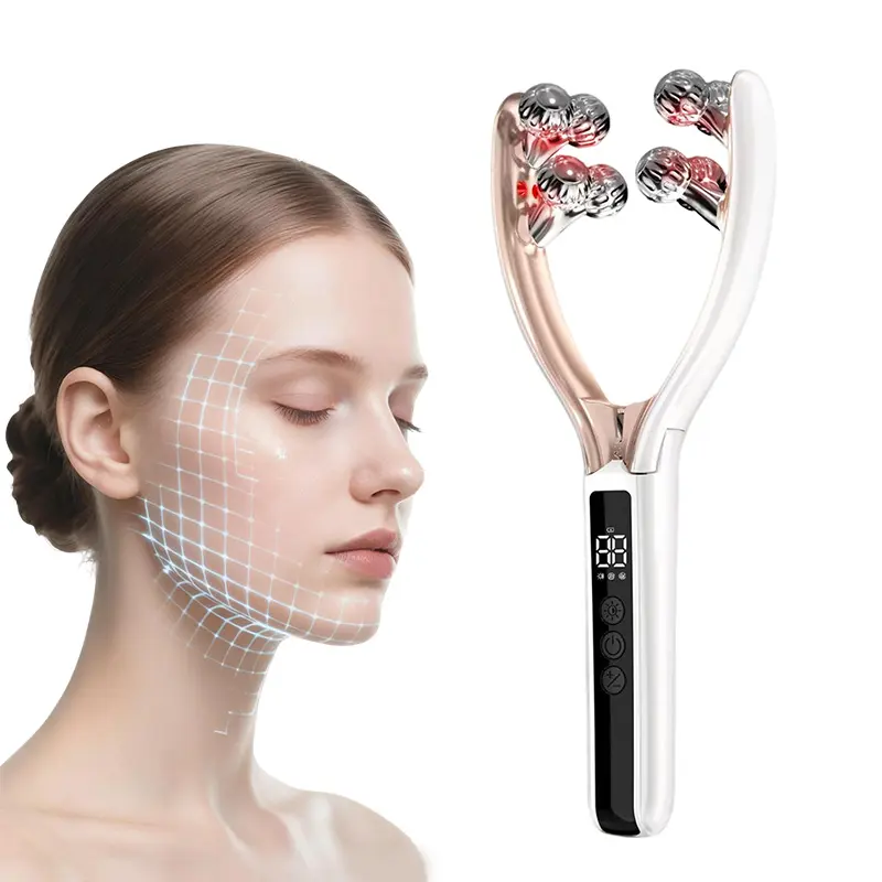 Doge&Vollar Face & Neck Massager for Women – Rechargeable Facial Roller for Jawline Sculpting, Depuffing & Skin Firming Care, Beauty Device for Home & Travel Use