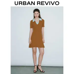 URBAN REVIVO Sailor Collar Neck Knitted Dress UWG940192 Casual Outfit 2025 Women Clothing Girl Elegant Fashion Trendy and Versatile OOTD