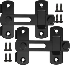 2Pcs 180° Degree Flip Sliding Barn Door Locks and Latches, Sliding Barn Door Locks, Black Gate Latch Bolt Buckle Lock for Barn Door, Pet Door, Bathroom, Garage, Window, Sliding Door Lock XhjzgcTech
