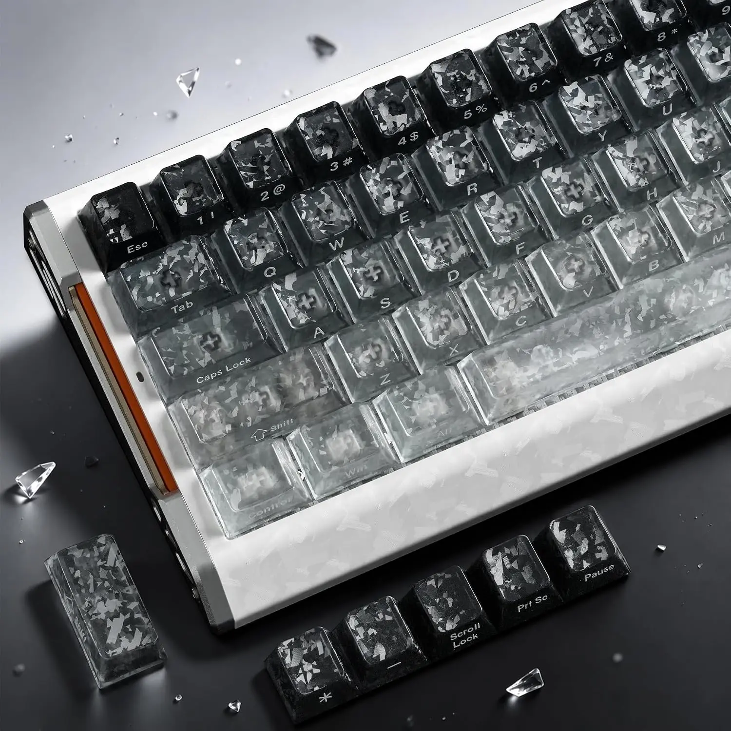 Womier 120 Keys Gradient Clear Keycaps, Jelly Keycaps Set, Shine through Custom Forged Carbon Fiber Translucent Keycaps for 60% 75% 100% Cherry MX,Gateron