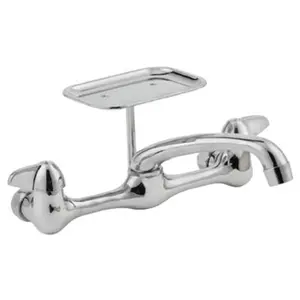 Homewerks Decorative Double Handle Chrome Modern Wall-Mounted Kitchen Faucet, Model 3190-41-CH-BC-Z, Double Handle Faucet