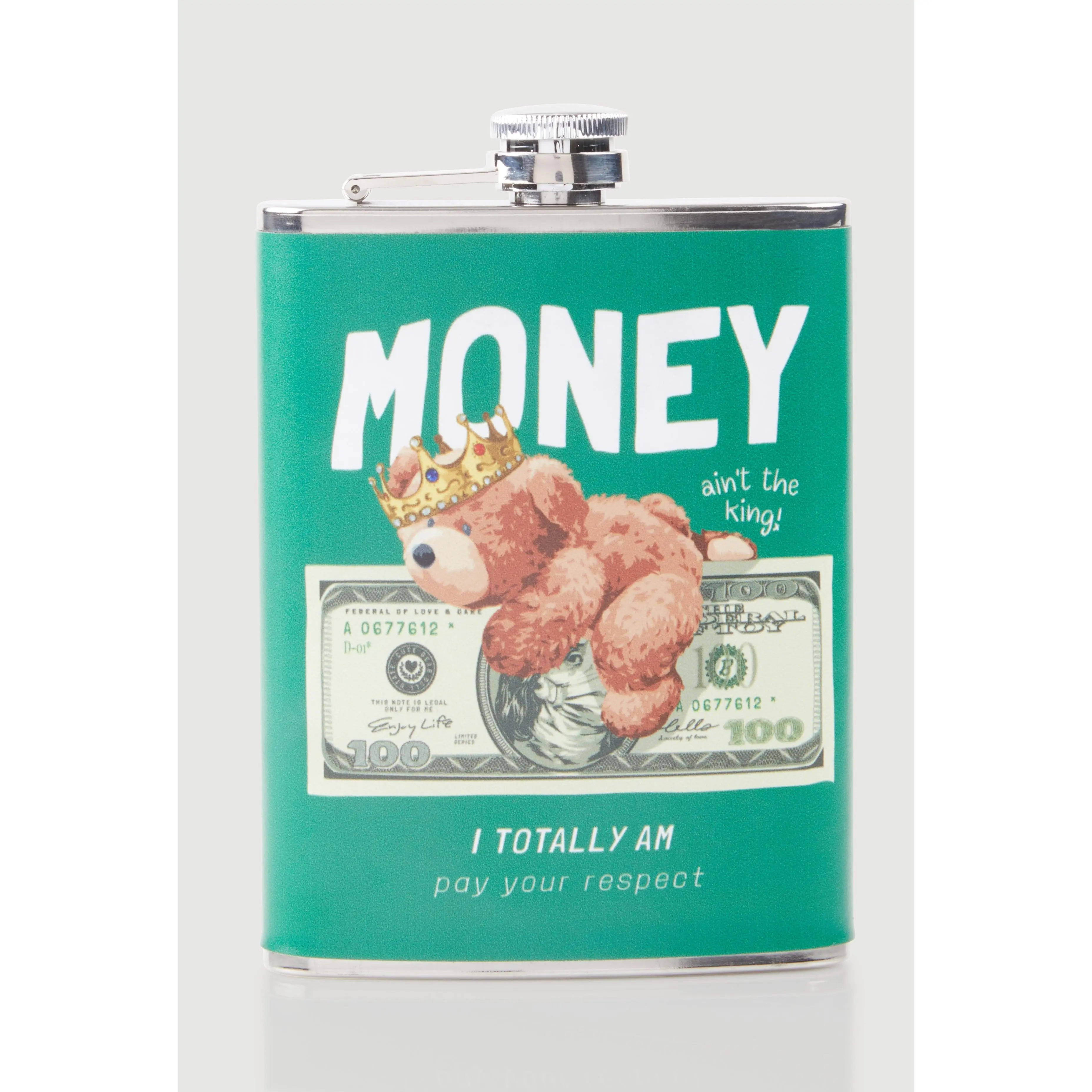 Money Bear Graphic Flask