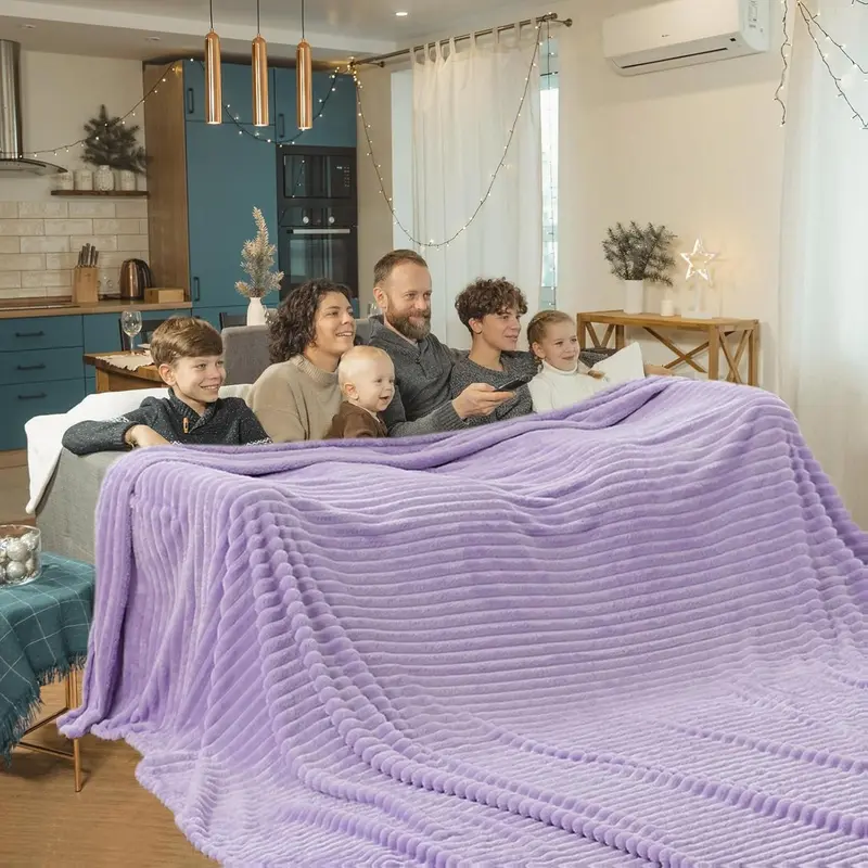 Oversized King Size Blanket 120x120 Inches, 300GSM Microfiber Jaquard Flannel Blanket, Soft Cozy Home Decor for Couch Sofa Bed, Machine Washable, Warm & Soft for All Seasons