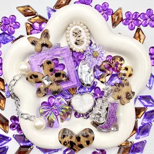 Purple Kitten - Junk Live Mix- Junk Mix Rhinestone Alloy, ABS & Acrylic Charms – Sparkly Decorative Pieces for DIY Phone Cases, Decoden Cream & Resin Crafts