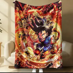Dragon Ball Series Pattern Blanket, Daily Holiday Birthday Gift For Kids And Adults, 1 Soft, Warm And Lightweight Single-Sided Printed Plush Blanket, Suitable For Bed, Sofa, Car, Room Decoration