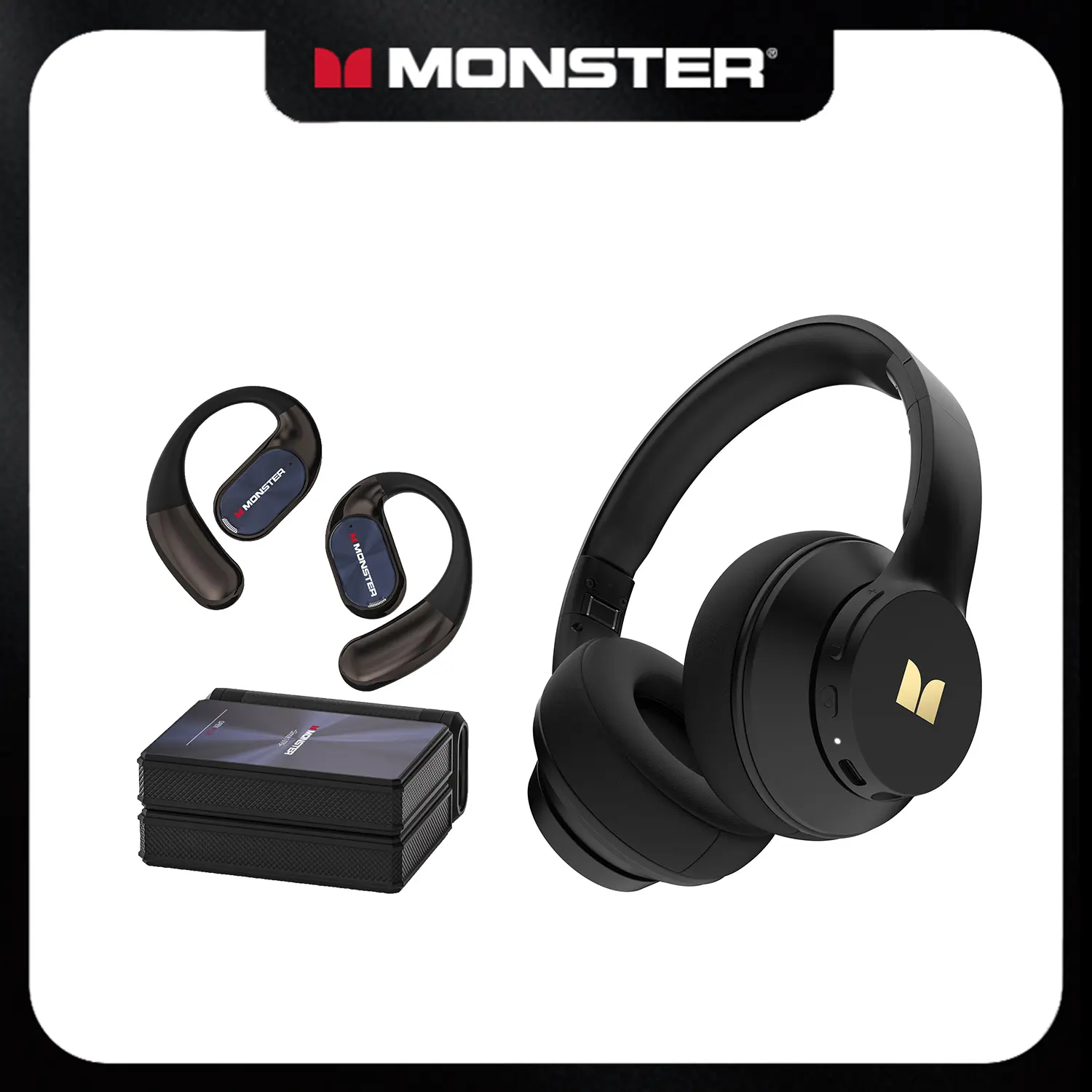 Monster Bluetooth Headphones Combo Set –  Over-Ear Wireless Headphones with Deep Bass, Clear Sound & Noise Cancelling Mic + Wireless Earbuds 100H Playtime, Bluetooth 6.0,Waterproof, Foldable, Ideal for Travel, Work & Sports - SummerWins - DealsForYouDays