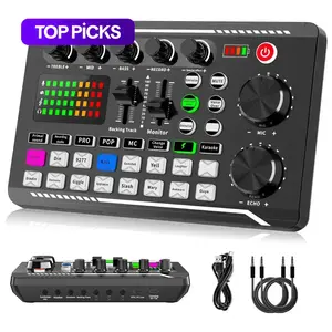 F998 Live Sound Card Audio Mixer, Podcast Audio Interface with DJ Mixer Effects, Voice Changer with Sound Effects for Karaoke Live Streaming Record, Music Production, Digital Sound Card Set, Handheld Sound Card, for Gaming PC, Gaming Items