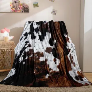 Soft Funny Throw Blanket Cow Print Flannel Warm Nap Blanket For Home Office Travel,All Season Breathable Comfortable Blanket,Comfy Bedding For Christmas Decor,Christmas Gifts,Christmas Decorations