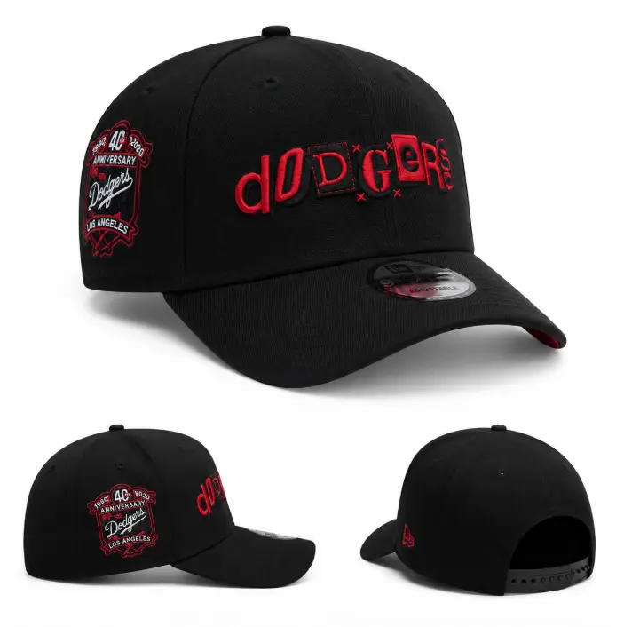 Los Angeles Dodgers Black Adjustable Snapback Baseball Cap - Red Embroidered Logo Hat for Men & Women