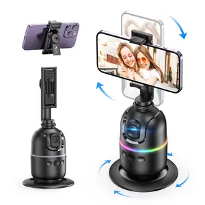 Auto Face Tracking Tripod, Rechargeable 360° Rotatable Phone Camera Stand with Gesture Control & Colorful Light Ring, Smart Shooting Phone Holder, Vlogging Kit, Smartphone Vlogging Kit, Electronics Accessories