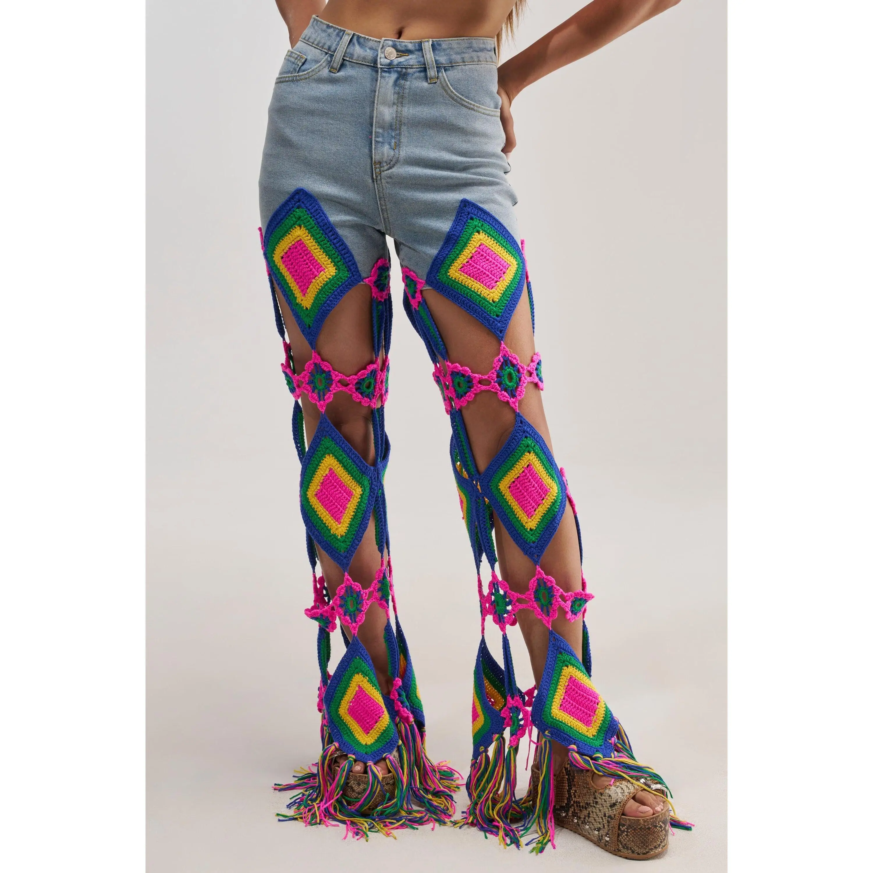 OUT OF OFFICE CROCHET DENIM JEANS