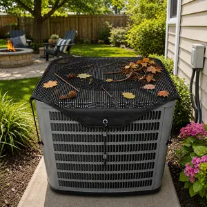 28" AC Mesh Cover for Outdoor Air Conditioner, Includes 4 Bungee Cords, Air Conditioner Screen Cover for Leaves, Debris, Cottonwood and Outdoor Yard Protection