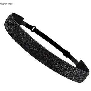 Black Glitter Headband - Trendy, Full-Coverage Sparkly Adjustable Hair Band with Soft Back Strap, Lightweight Non-Slip Comfortable Design, Ideal for Festival, Concert & Daily Glam Statement Looks