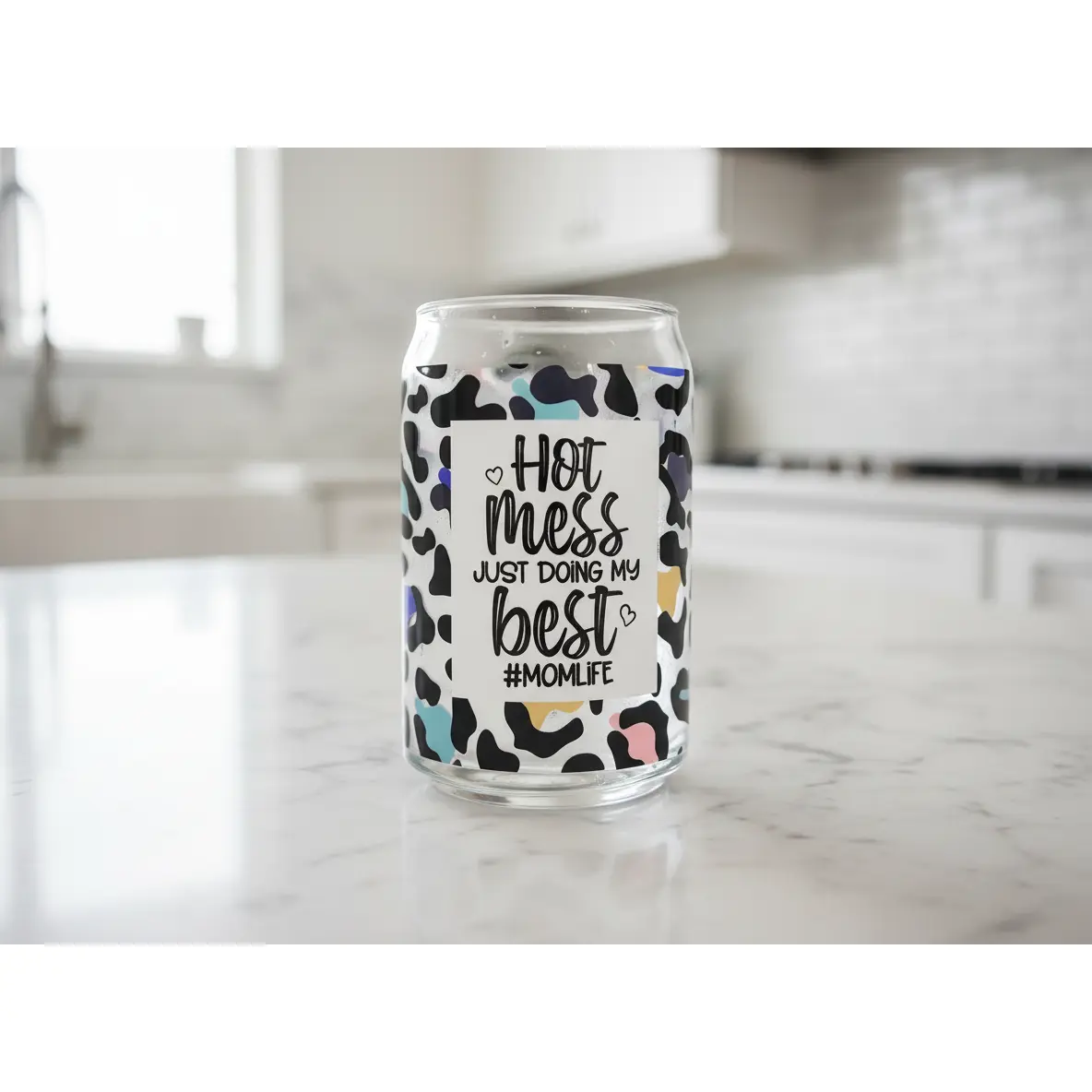 Hot Mess Mom Life - UVDTF Wrap for cups/hard surfaces sticker