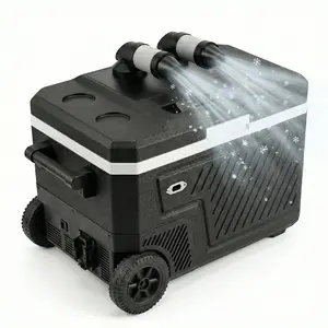 12 Volt Refrigerator, 48QT(45L) Portable Freezer with Air Cooler 12/24V DC 100-240V AC Tool Battery Interface, Car Refrigerator -4℉~68℉ for Camping, Fishing, Travel, Picnic RCB1008