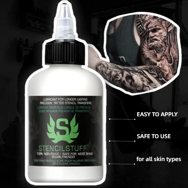 4oz Professional Tattoo Stencil Transfer Gel - Fast-Drying, Long-Lasting Adhesive for Flawless Stencil Application on All Skin Types - Ideal for Tattoo Artists, Studio Use