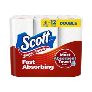 Scott Paper Towels, Choose-A-Sheet, 6 Double Rolls = 12 Regular Rolls (100 Sheets Per Roll)